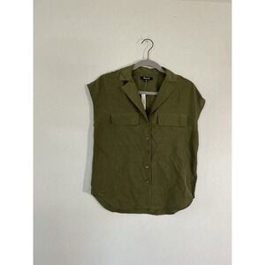 Madewell Cap Sleeve‎ Oversized Blouse Top 100% Silk green Size XXS NWT